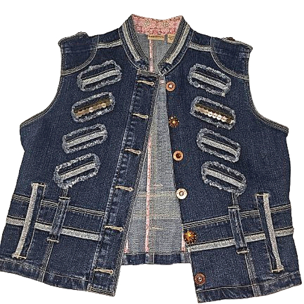Ruff Hewn Denim Embellished Vest L